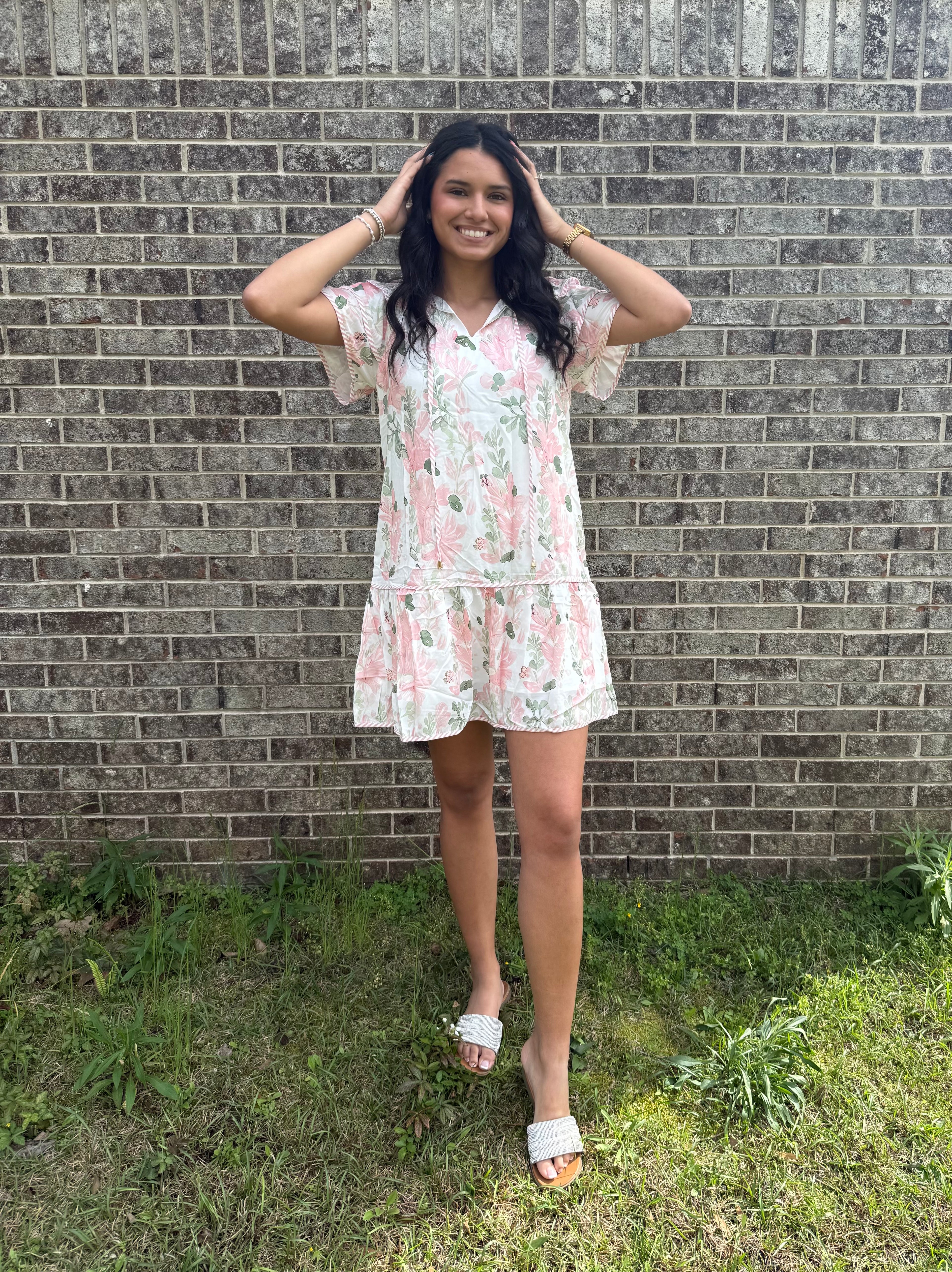 Pink Floral Layered Dress