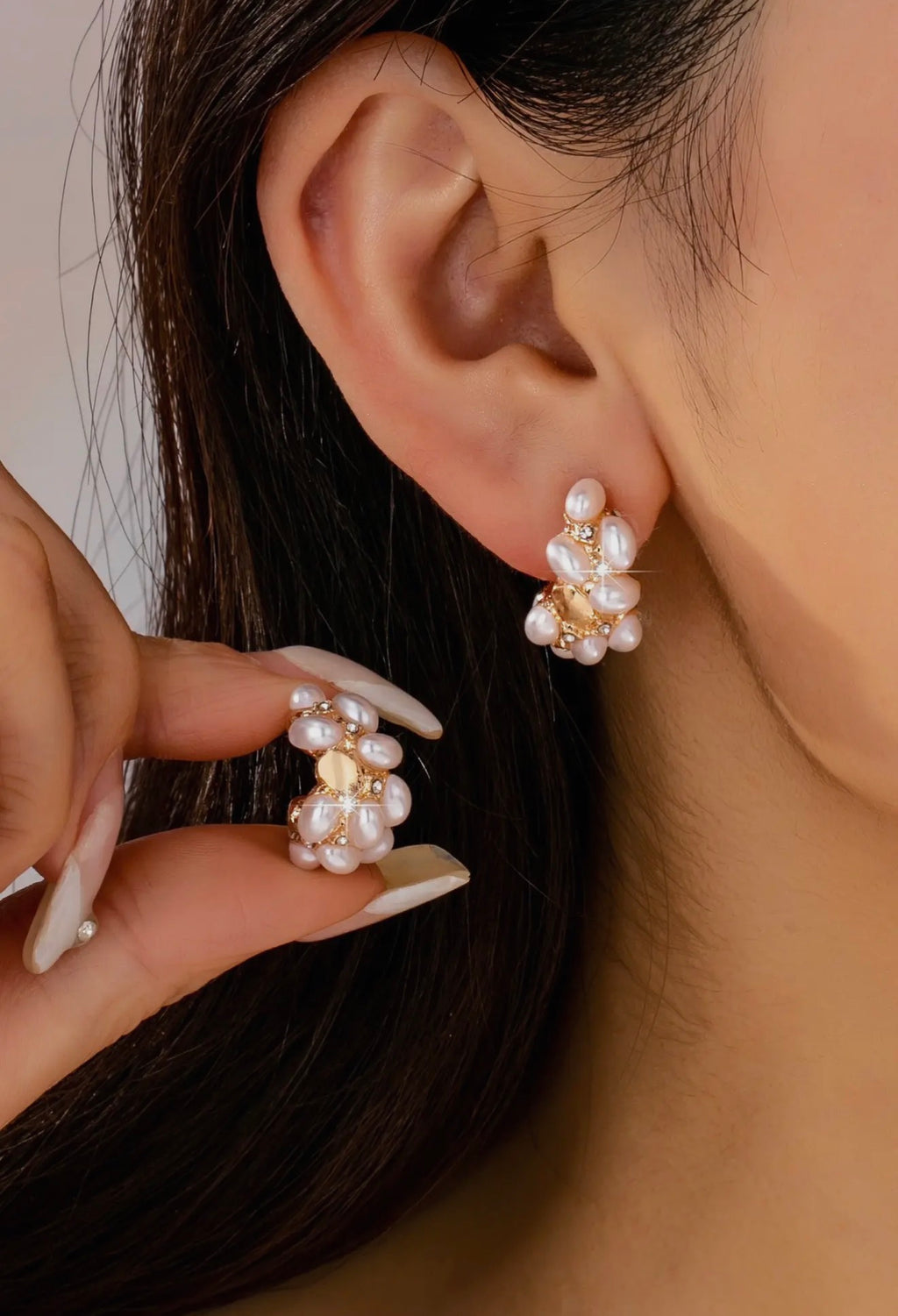 Pearl Cluster Hoops