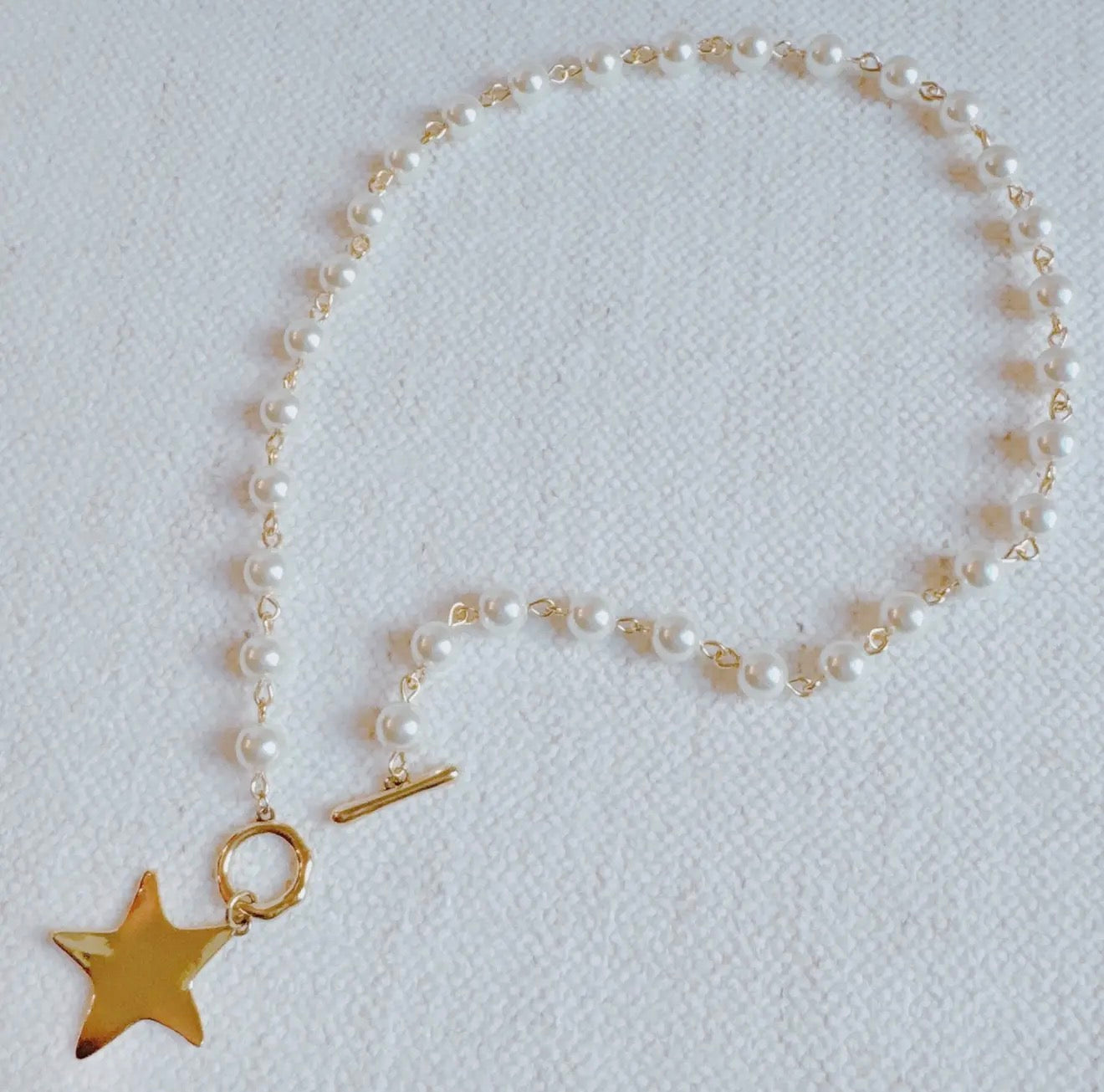 Molten Star Pearl Chain Necklace