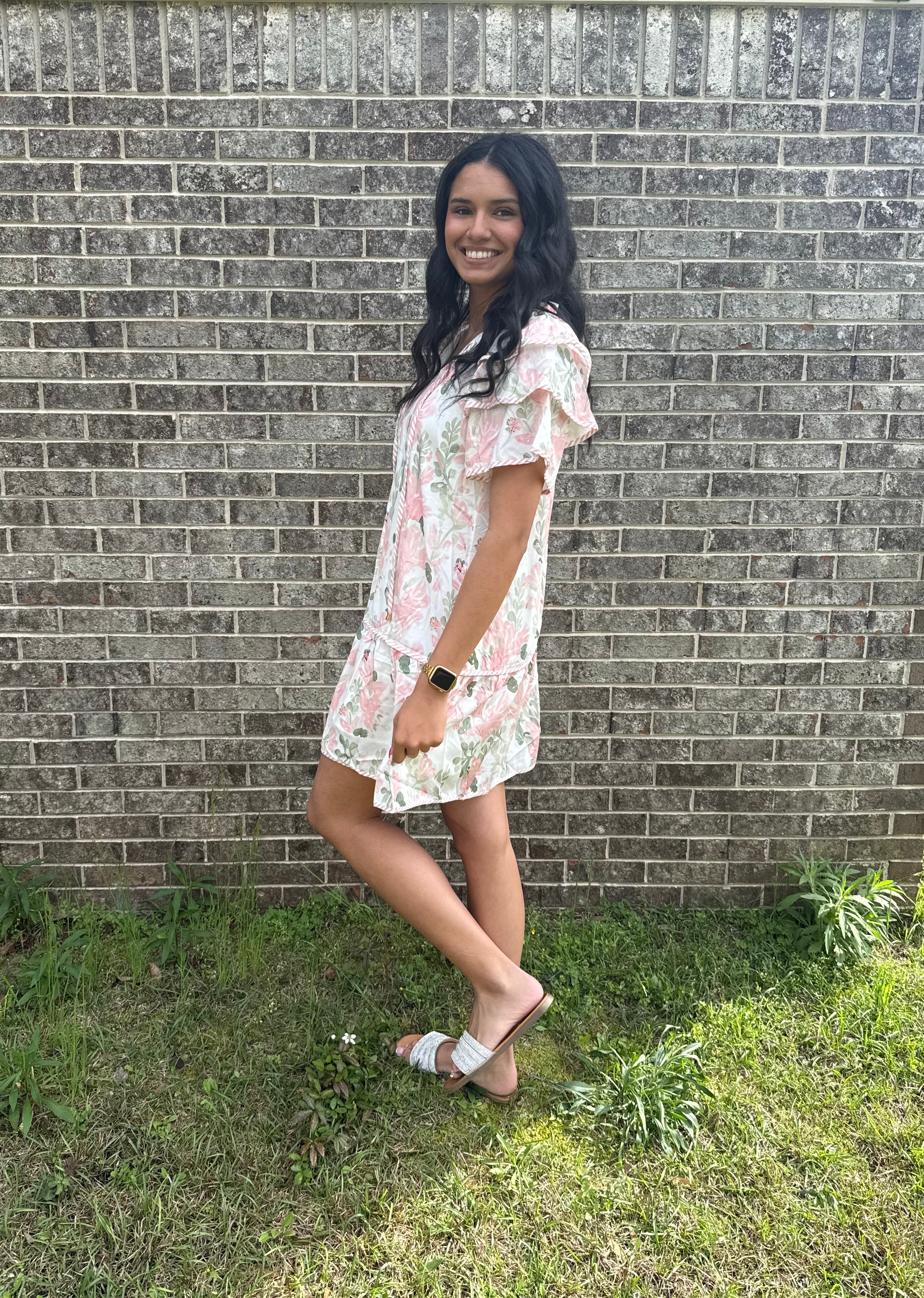 Pink Floral Layered Dress